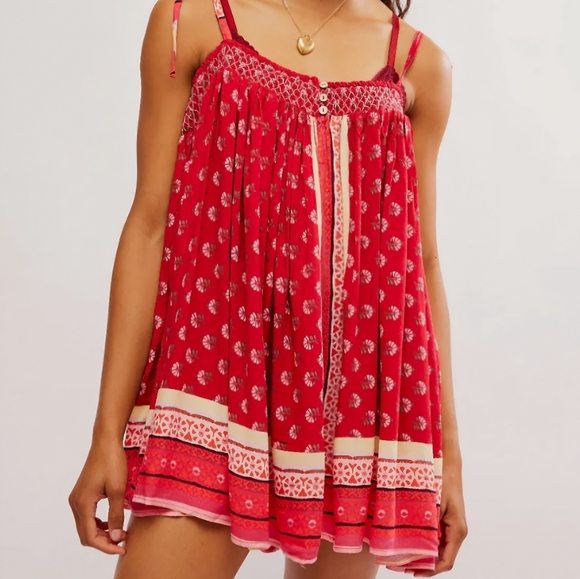 Free People Pants - NWT Free People Rute the world Romper -Ruby Combo, Size XSMALL